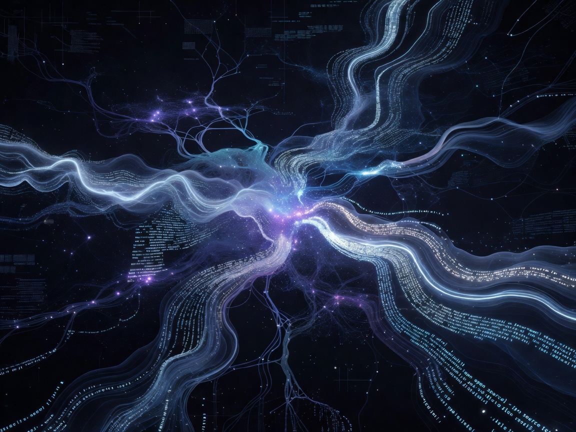 DeepSeek Open Source Code and Neural Weights Abstract Illustration